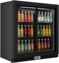 Rafraichisseur de boissons, 900 mm, éclairage LED, 192 L, Générique Arrière Bar Réfrigéré 2 Portes Coulissantes Vitrées 900 mm, R290, 2°C