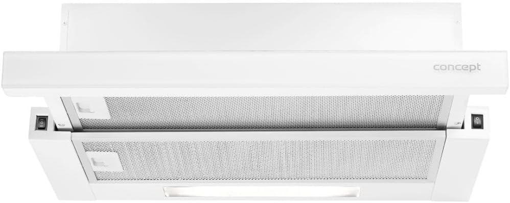 Hotte aspirante Concept OPV3560, verre, éclairage LED, 60 cm, 69 W, 2 niveaux, 65 cm, 70 cm, Blanc, encastrable, filtre à charbon