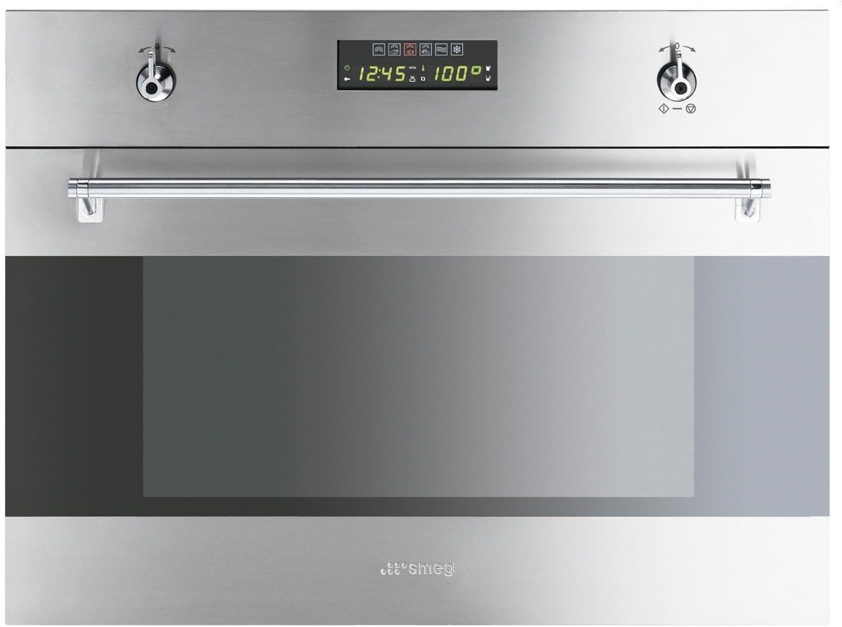 Smeg Four encastrable, 45 CM, acier inoxydable, 34 L, 1800 W, 1 l, 40 mm, 6 Niveaux, S45VX2 Four vapeur classici COMPACT 45 CM