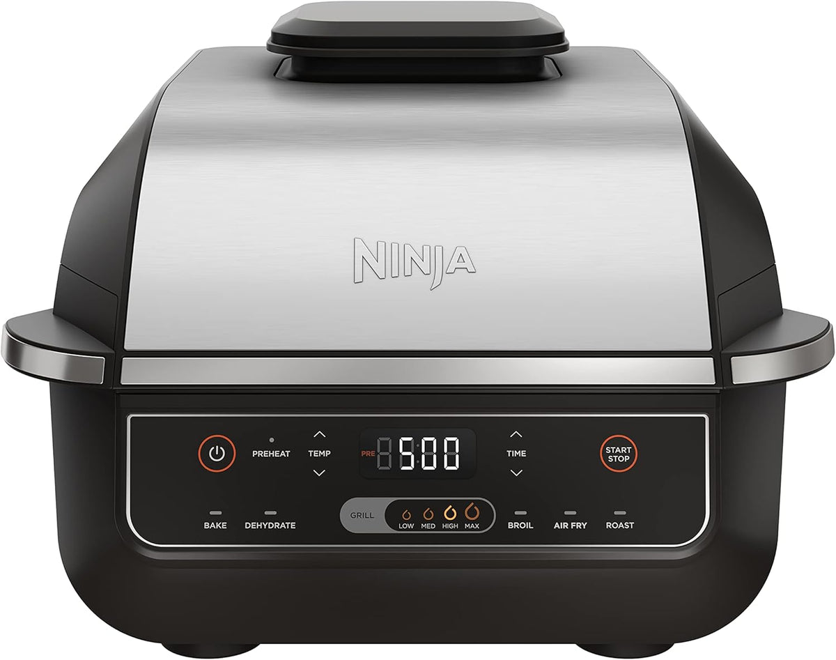 Grill électrique et friteuse à air, 6 en 1 EG201, Ninja, 500°F, Noir/Argenté, fonction gril