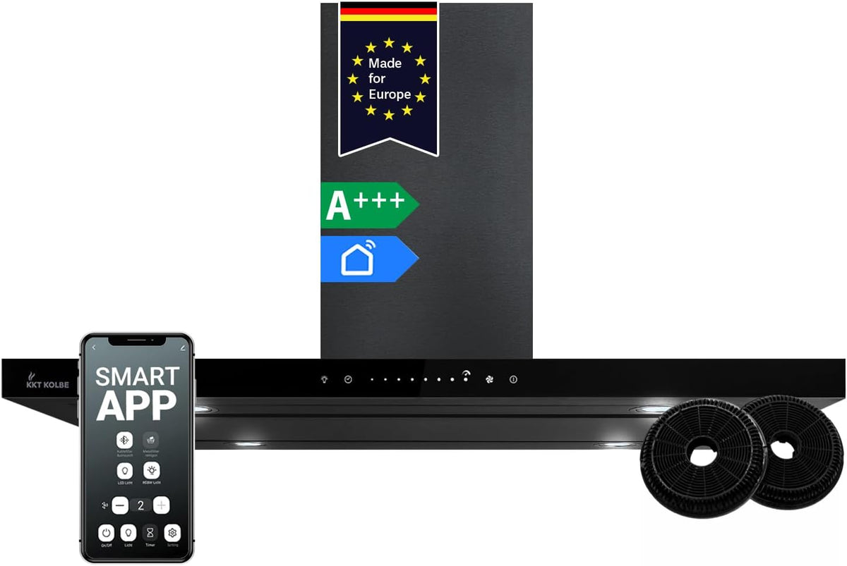 KKT KOLBE FLAT-INSEL-6S Hotte aspirante, 90 cm, Wi-Fi, 9 modes, éclairage LED, filtre à charbon