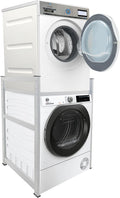 QUICK STAR Support superposable pour lave-linge et sèche-linge, 74 × 65 × 111 cm, hauteur réglable, acier blanc