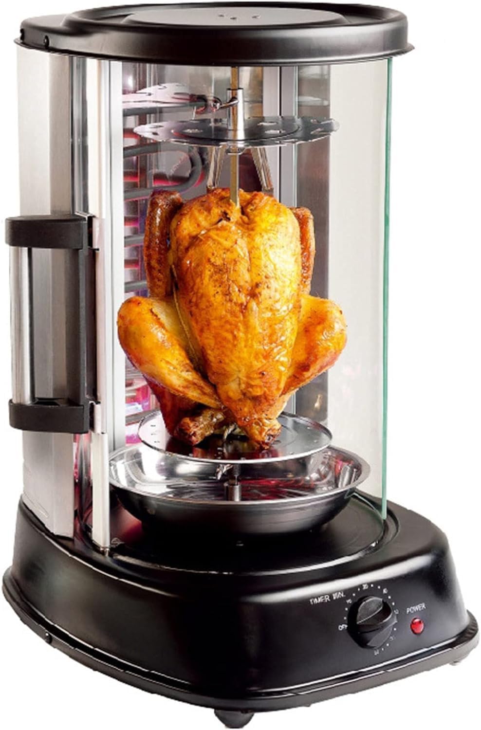 Rôtissoire électrique, verre, Pour Brochettes, Machine à Viande Barbecue de 21 L Avec Quatre Types de Grilles, ERSDM, Rotatif à 360°, minuterie