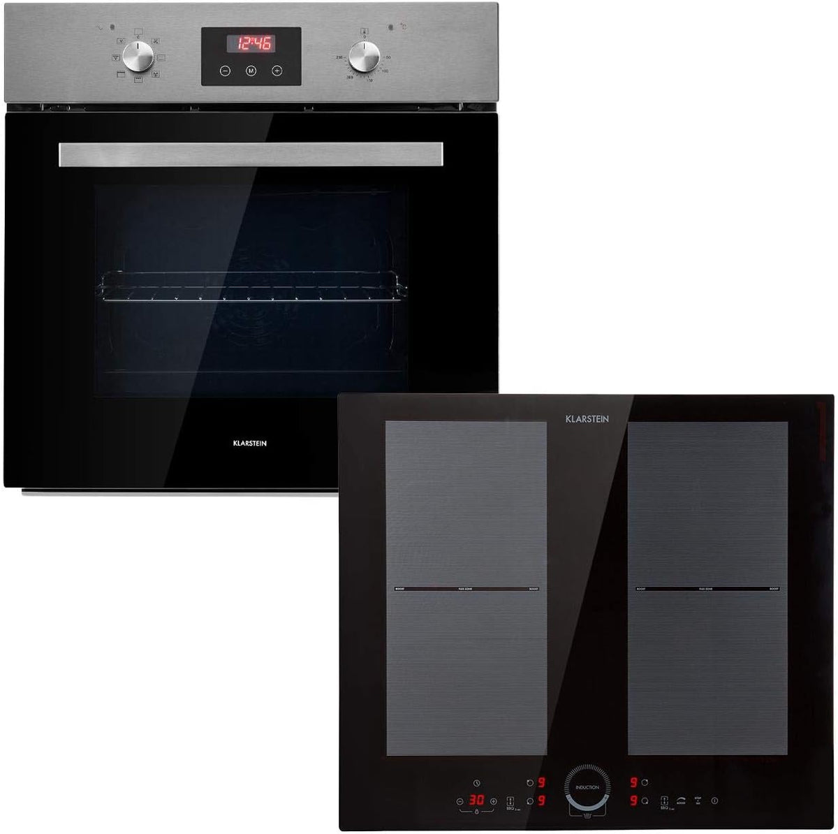 Plaque à induction, acier inoxydable, 7000 W, KLARSTEIN, 2000 W, 1500 W, 68 L, 20 × 19 cm, 415 V, 240 V, Four: 68 L/classe A, 4 zones, 4 foyers