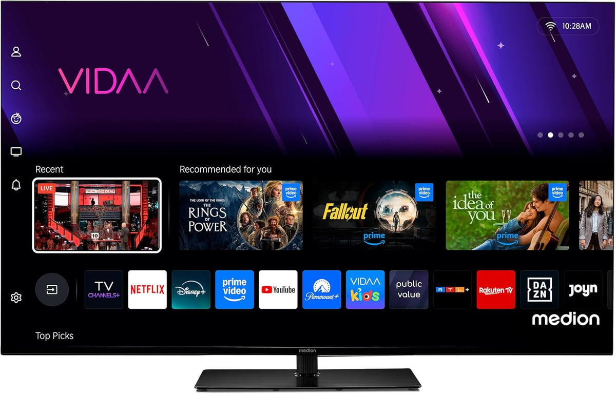 Téléviseur MEDION, télécommande, 43 Pouces, 107 cm, TV 43 Pouces 4K, HDR10, Bluetooth, Wi-Fi, Dolby Vision, Full HD, Dolby Vision HDR, VIDAA Store