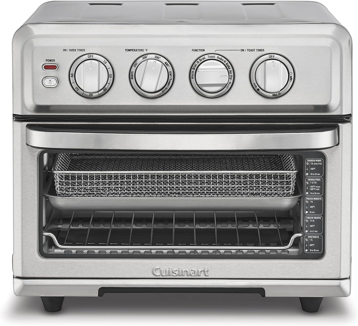 Mini-four, acier inoxydable, 8 en 1 avec Air friture, Cuisinart, 8 en 1 60-Minute, 1800W, 0.6 Cubic Feet, 60-Minute minuterie, TOA-70NAS, réglable