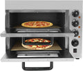 Vielrosse Four à pizza, au milieu et au bas pour pizzas, 3000 W, en acier inoxydable avec 2 plaques en cordiérite, 14 pouces, 3 kW