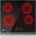 WEHIMO Plaque de cuisson, 59 cm, 9 Niveaux, 9 Niveaux de Chaleur, 6600W, 240V, 60Hz, 2200W, 1200W, 2000W, 4 foyers, minuterie