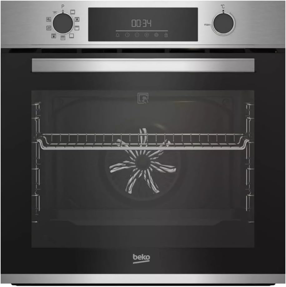 Beko Four encastrable, 72 L, Four Intégrable Multifonction 72l 60cm A Pyrolyse Inox, 60 cm, 56 L, 2000 W, BBIE12300XMP, 9 fonctions
