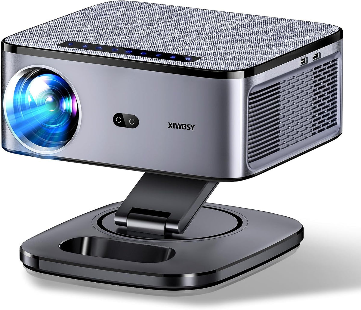 XIWBSY WiFi6 Vidéoprojecteur, Retroprojecteur WiFi6 Bluetooth 5.3, télécommande, 38000 Lumen FHD, 360° Rotation, pliable, Google TV, portable