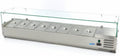 Réfrigérateur de présentation Maxima, réglable, 180 cm, acier inoxydable, 5 cm, Vitrine réfrigérée à poser largeur 180 cm, 8 bacs GN 1/3