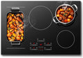KICHPOWER Plaque de cuisson, 9 niveaux de puissance avec Booster, 77 cm, 9500 W, 2500 W, 3200 W, 2400 W, 2000 W, 9500W, 5 zones