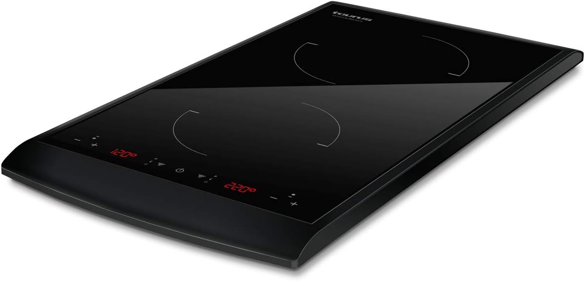 TAURUS Plaque à induction, 600 × 310 × 71 mm, réglable, verre, 2900 W, 17, 5 cm, 10 niveaux, 1300 W, 1600 W, 24 cm, commande tactile