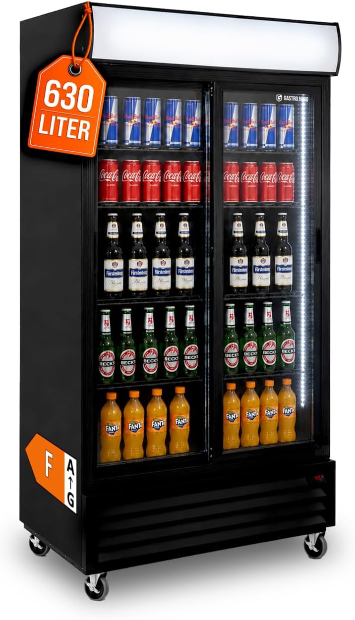 Réfrigérateur à boissons, 630 l, réglable, pour la restauration et le commerce, acier inoxydable, GastroHero, 925 × 695 × 1950 mm, 1270 mm