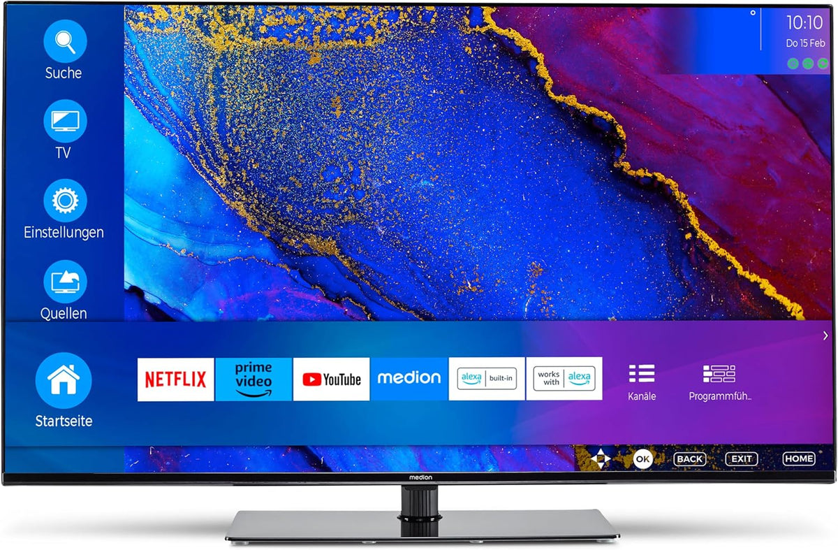 Téléviseur MEDION X14370, télécommande, 108 cm, HDR10, MD 30706, 43 Zoll, 4K Ultra HD, Bluetooth, Dolby Vision, Dolby Atmos, Full HD, MEMC