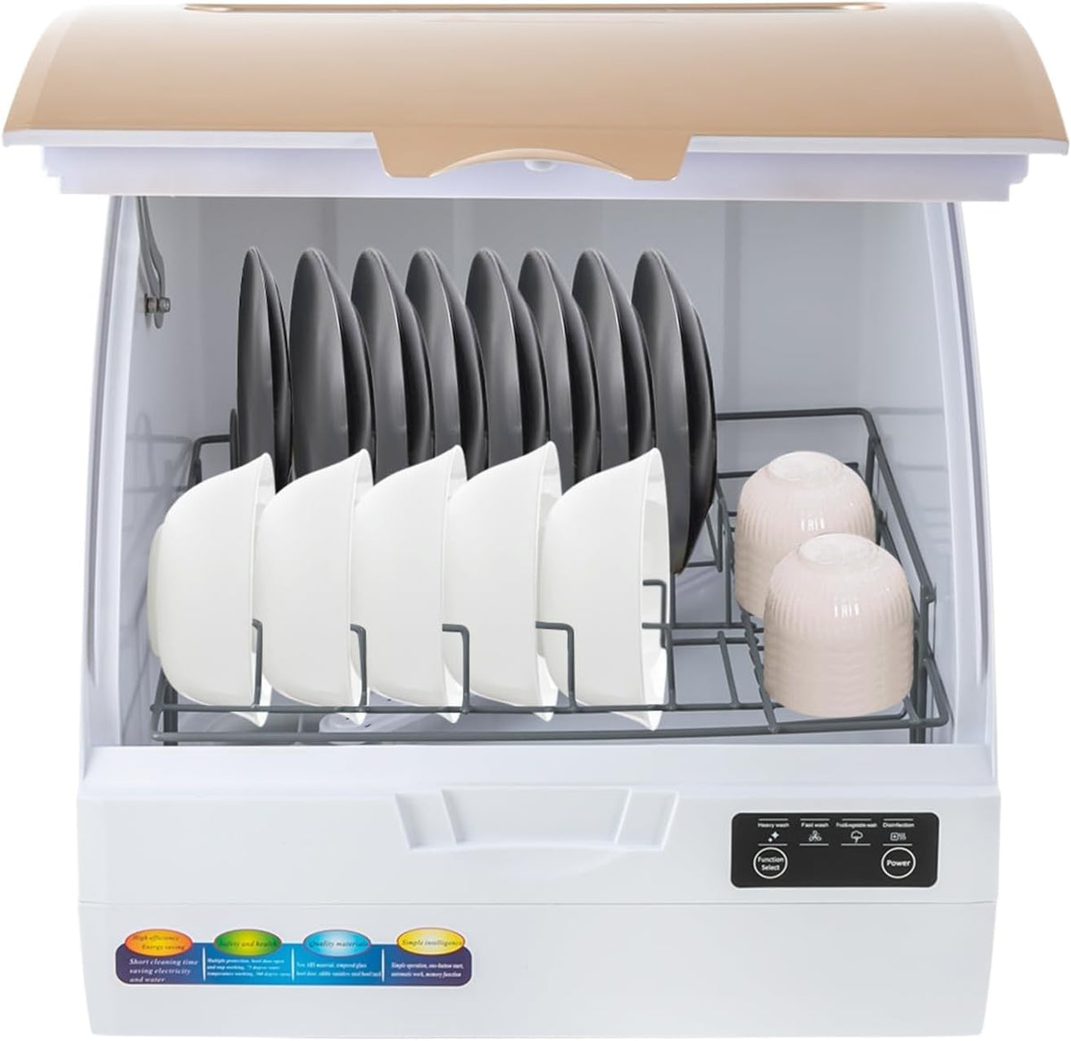 Lave-vaisselle, 800 W, éclairage LED, 3 modes, séchage à l'air, 70 °C, écran LED, portable, cuisines, appartements