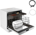 DHQCQL Lave-vaisselle, 800 W, pour petits appartements, éclairage LED, 18, 11 pouces, 4 programmes, 800W, 4 programmes de lavage, blanc, dortoirs