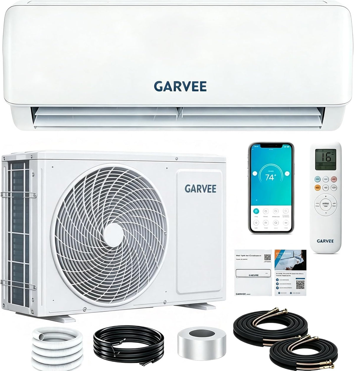 RBFGYIOP Climatiseur, 12000 BTU, télécommande, 12000BTU, 3.5KW, 16 °C, 32 °C, Réfrigérant R32, Wi-Fi, Wifi, moteur Inverter, Auto-Nettoyage