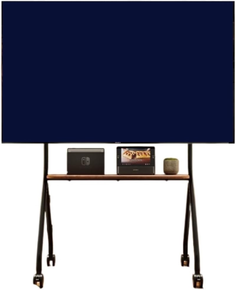 CVdrtyED Support TV sur pied, Chariot Mobile Sur Roulettes Pour Téléviseurs De 49 À 75 Pouces, 600 × 400 Mm, réglable, 200 × 200 mm