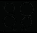 Plaque de cuisson BELDEKO, 590 × 520 × 58 mm, verre, 560 × 490 × 54 mm, 59 cm, 210 mm, 160 mm, 180 mm, 9 niveaux, 7900W, 230V, 4 foyers