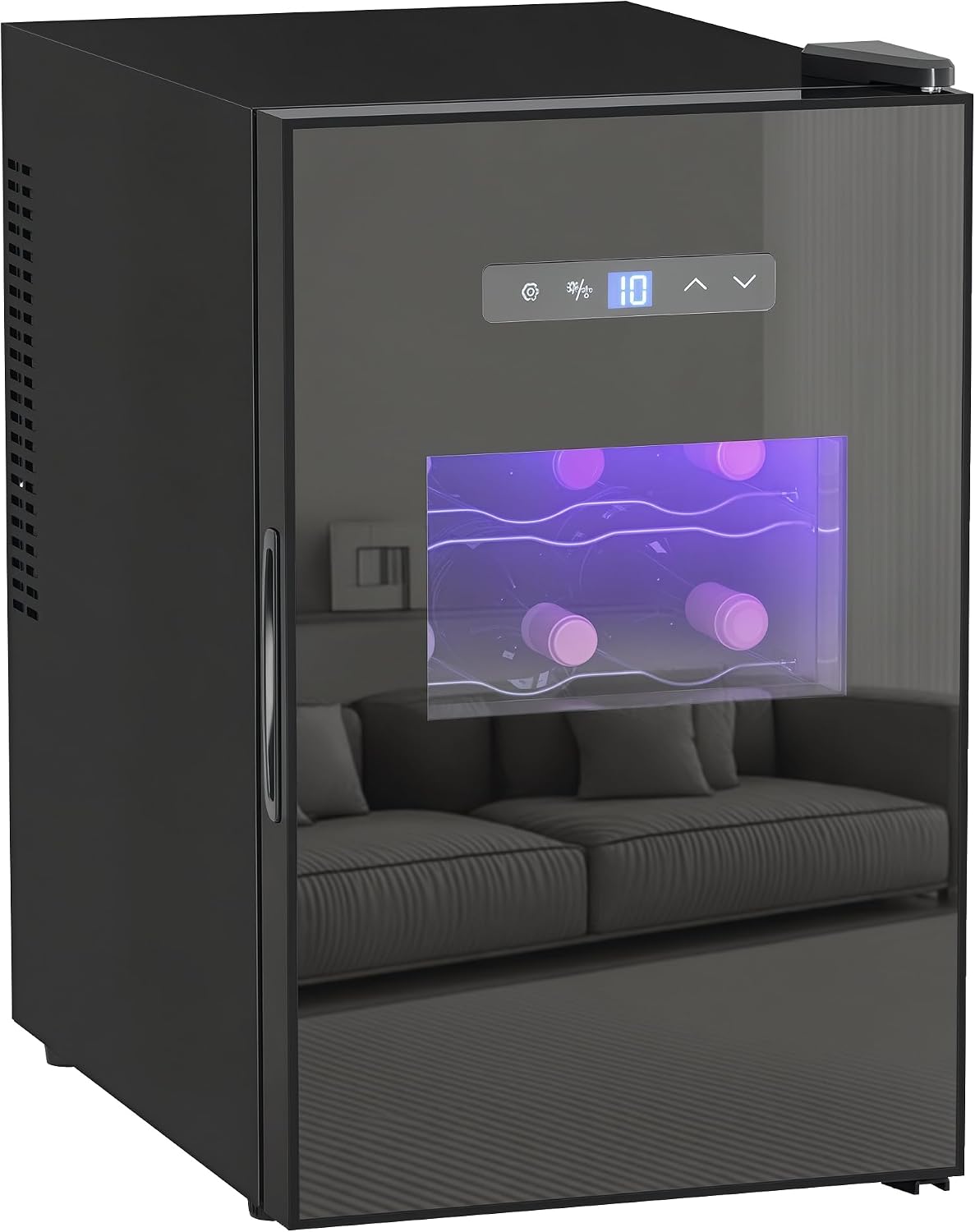 Cave à vin, verre, éclairage LED, 35 dB, HOMCOM, 39L, 15 bouteilles, 18 °C, 5 étagères, réglable