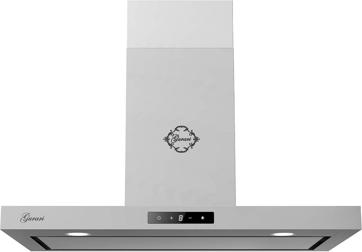 Gurari Hotte aspirante, 90 cm, éclairage LED, acier inoxydable, 900 mm, 1040 mm, 1000 m3/h, Hotte murale CH 5001 + tuyau