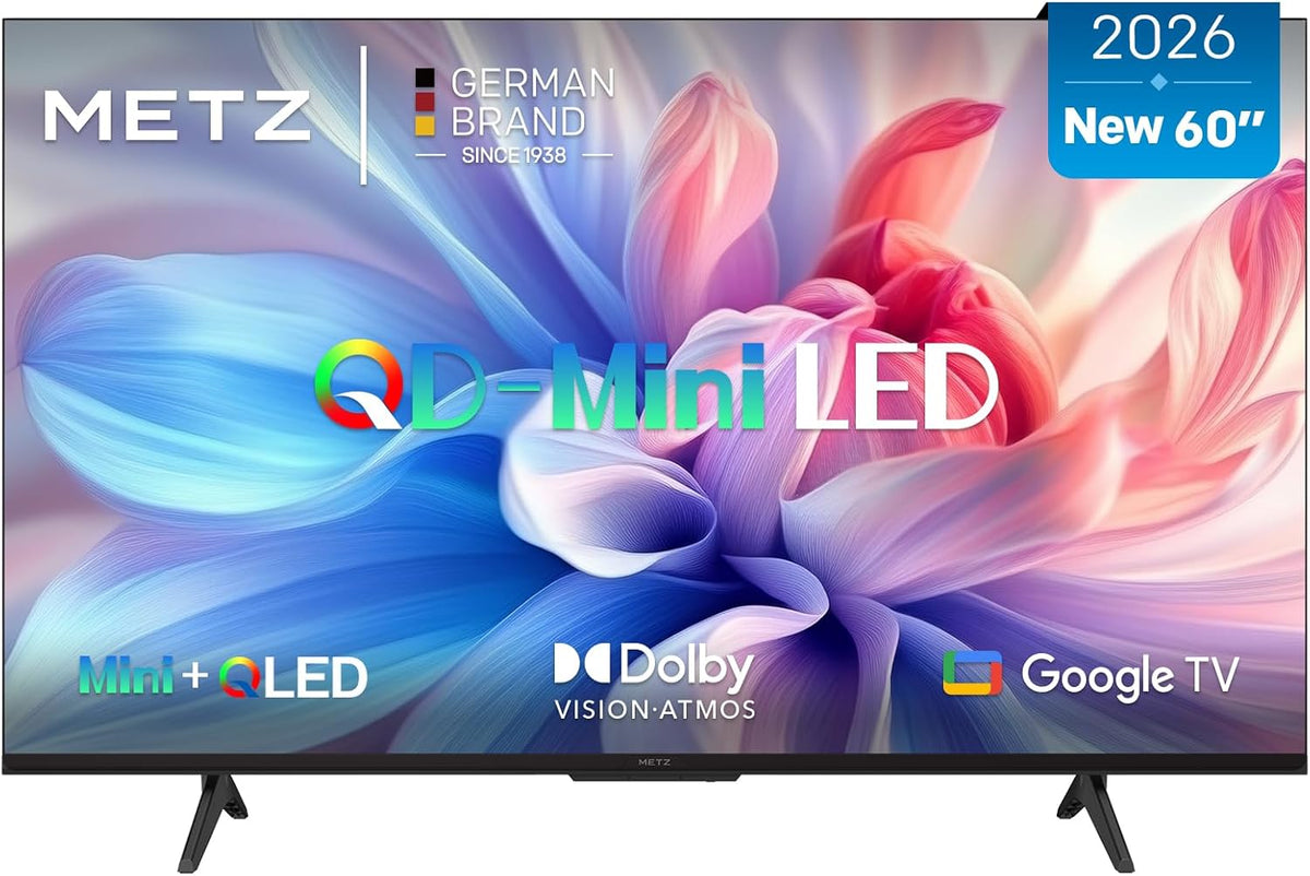 Metz MNH7000Z Téléviseur, Mini LED TV 60 Pouces 4K, HDR10, Bluetooth, éclairage LED, QLED, Google TV, Dolby Atmos, Dolby Vision